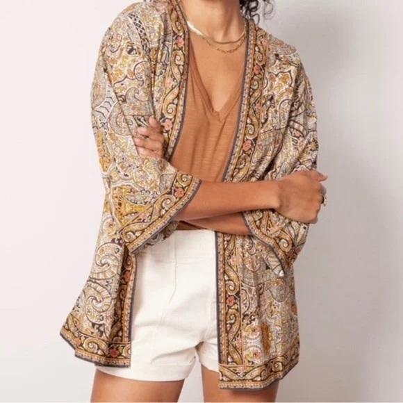 Cleobella Kaleidoscope Open Wrap Lightweight Boho Cardigan Top Size M/L - Picture 1 of 5